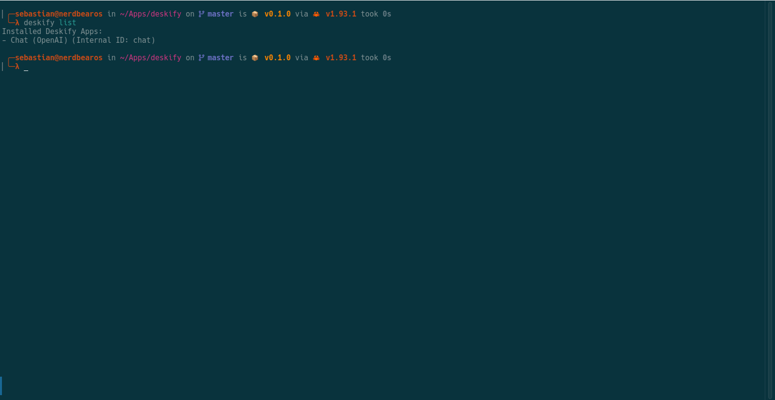 deskify list terminal output